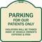 Signmission Parking for Our Patients Only Violators Will Be Towed Away at Vehicle Owners Expense, TG-1818-23442 A-DES-TG-1818-23442 - alternate 1